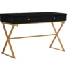 Glam Black & Gold 2-Drawer Campaign Desk