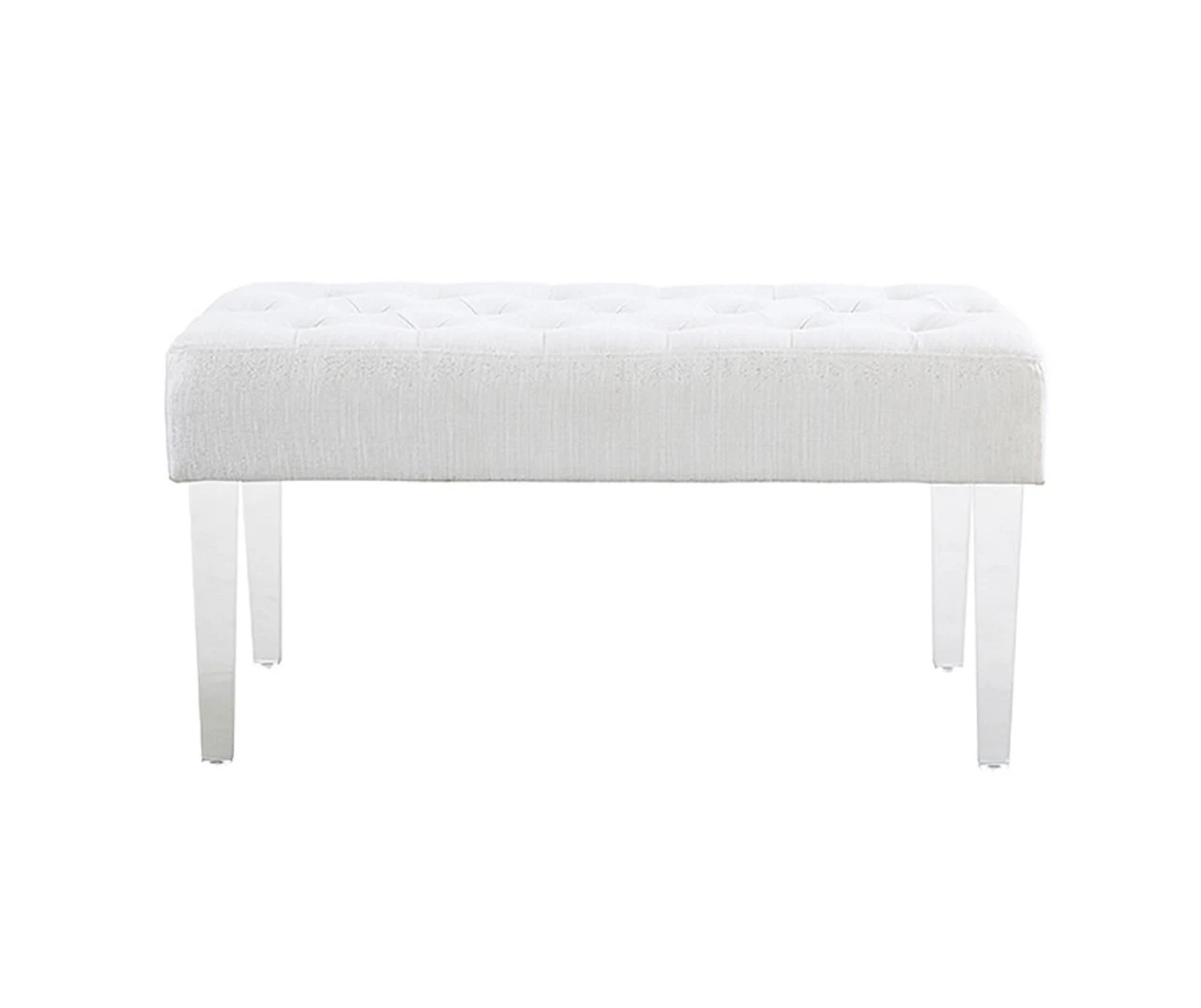Marie Glitz White Tufted Linen Acrylic Leg Bench - Image 9