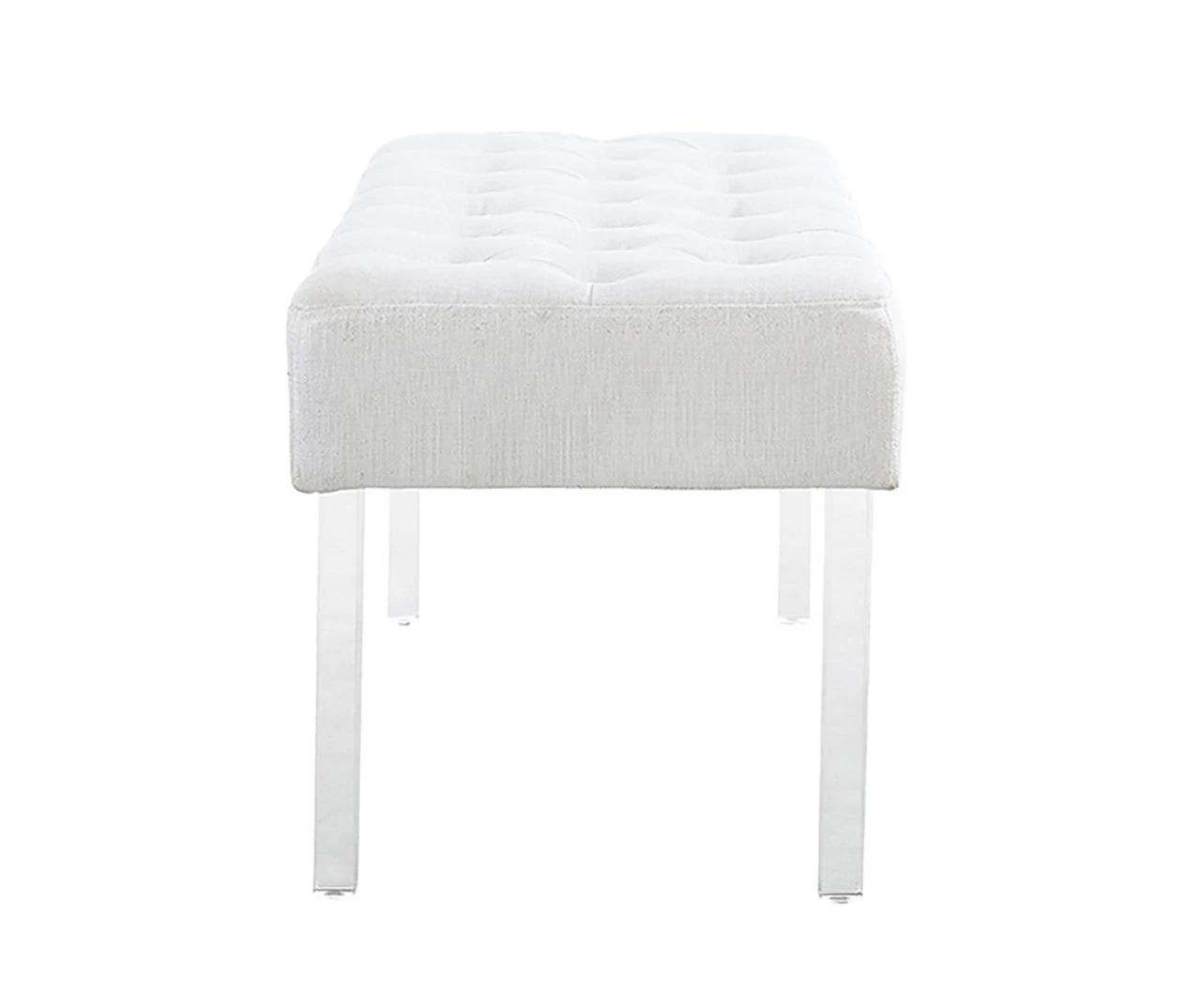 Marie Glitz White Tufted Linen Acrylic Leg Bench - Image 10