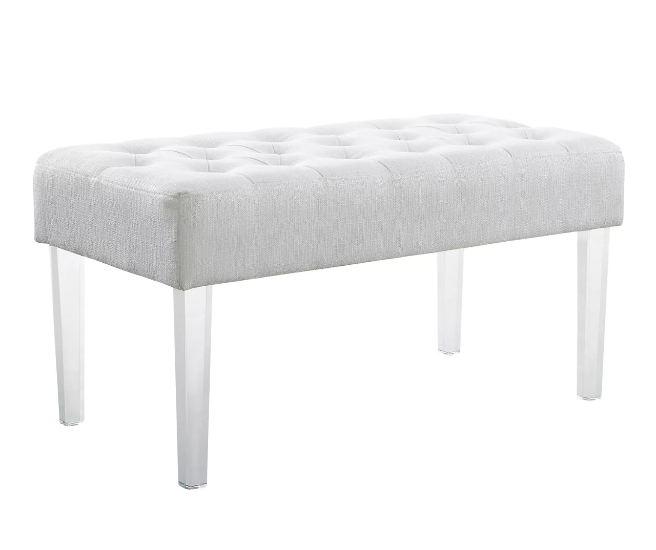 Marie Glitz White Tufted Linen Acrylic Leg Bench - Image 4