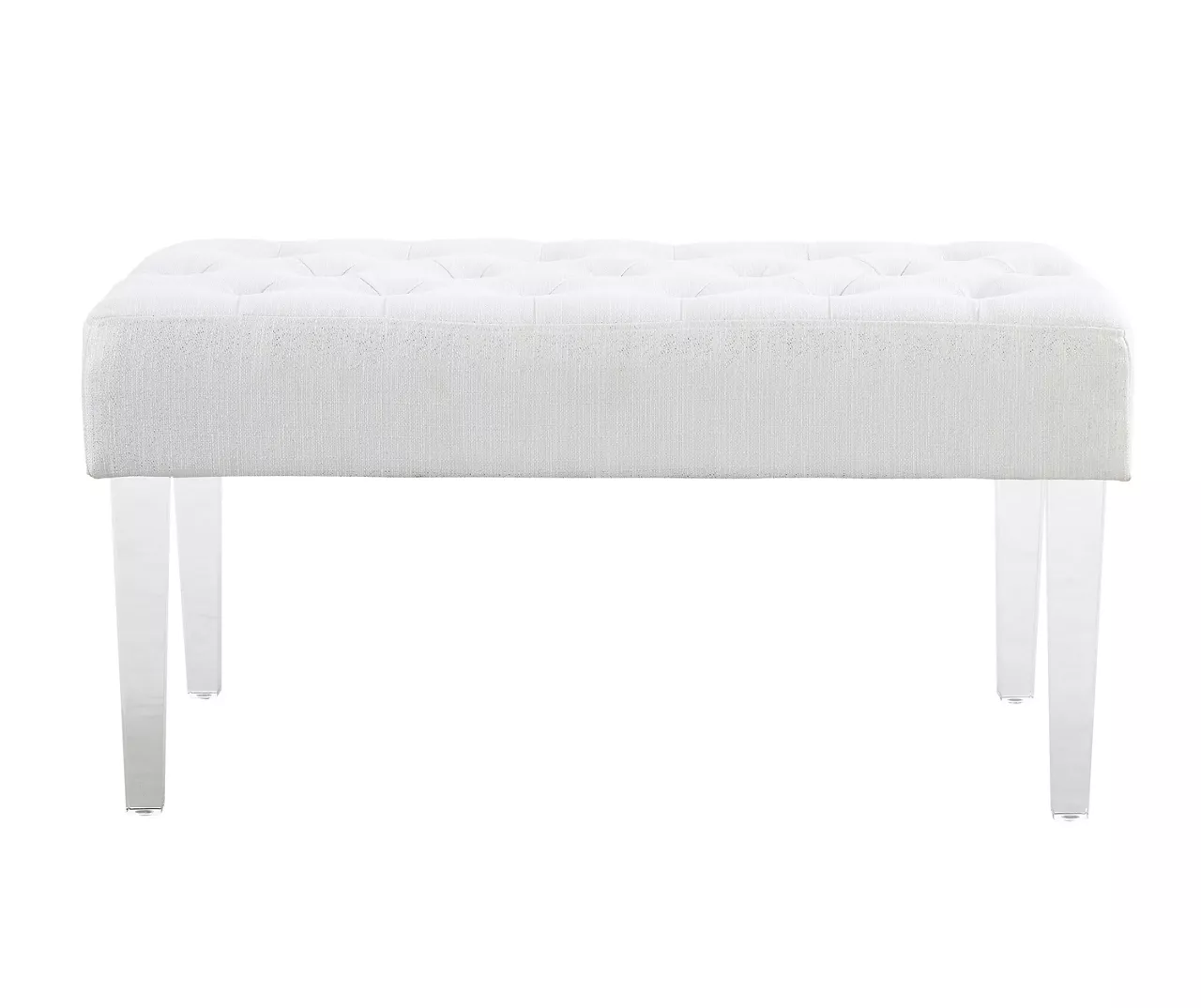 Marie Glitz White Tufted Linen Acrylic Leg Bench - Image 8
