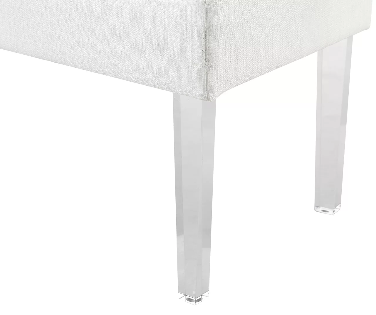 Marie Glitz White Tufted Linen Acrylic Leg Bench - Image 5