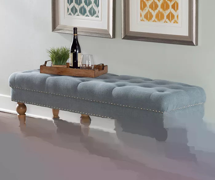 Claire Linen Upholstered Rolling Bench - Image 3