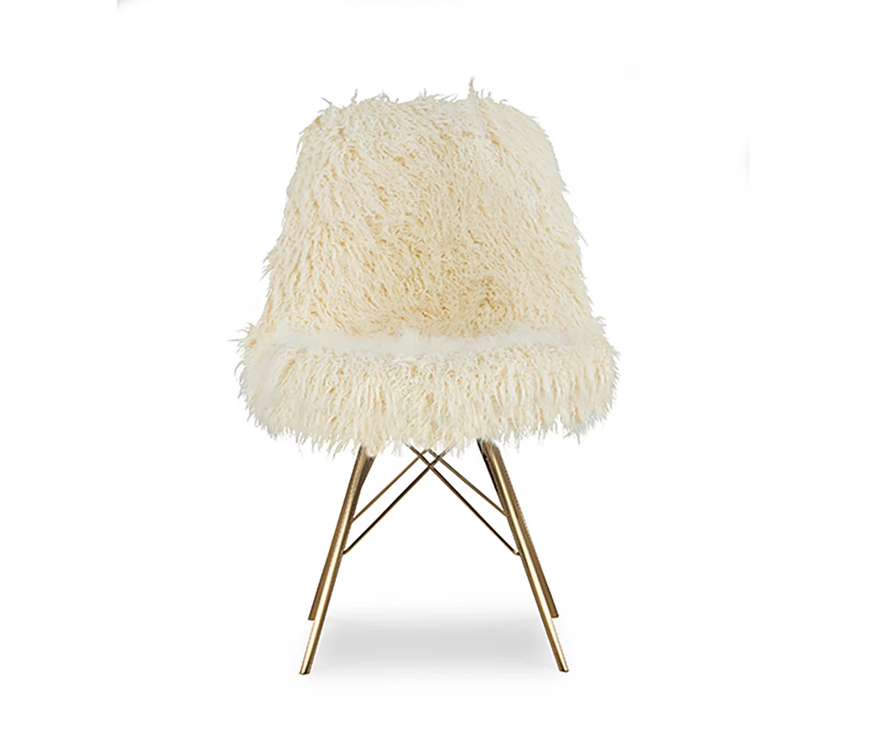 Layton Cream & Gold Faux Fur Chair - Image 2
