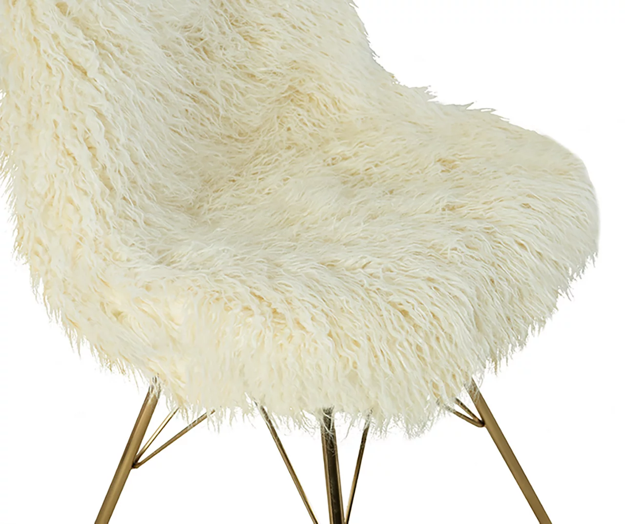 Layton Cream & Gold Faux Fur Chair - Image 5