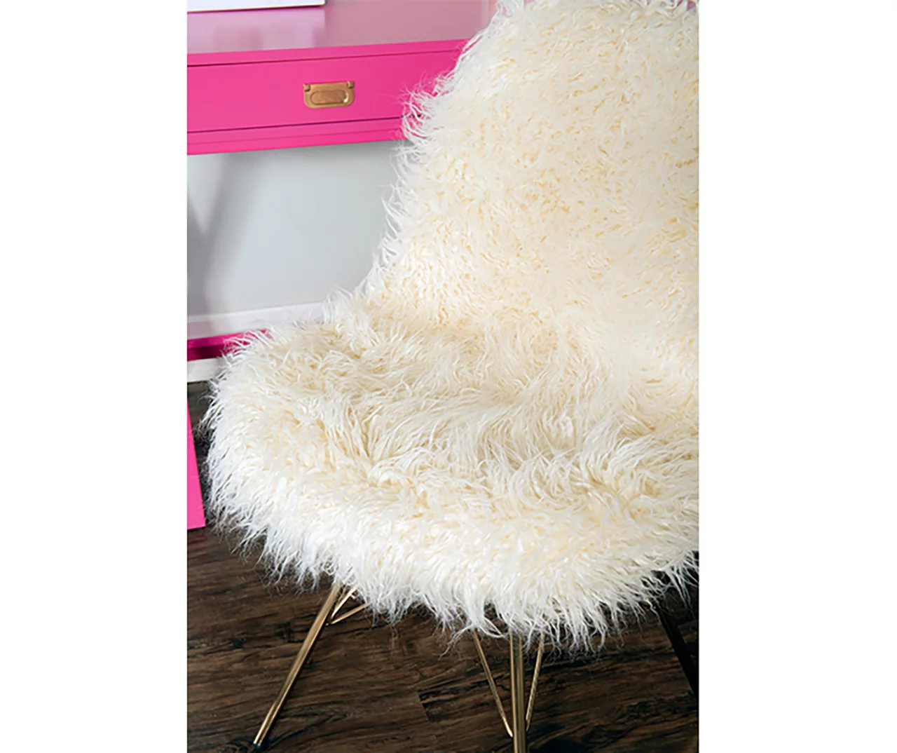 Layton Cream & Gold Faux Fur Chair - Image 6