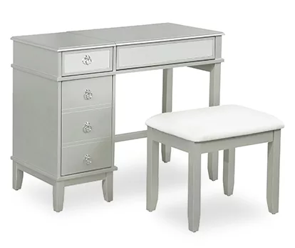 Jasmine 2-Piece White 1-Drawer Lifting Mirror Vanity Set - Image 3