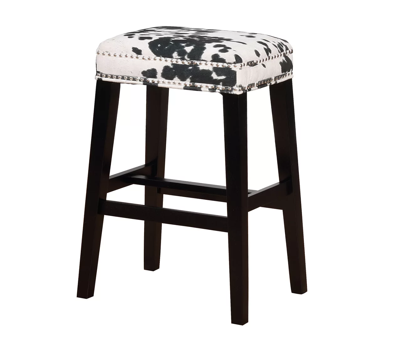 Baldwin White & Black Cow Print Nailhead Bar Stool