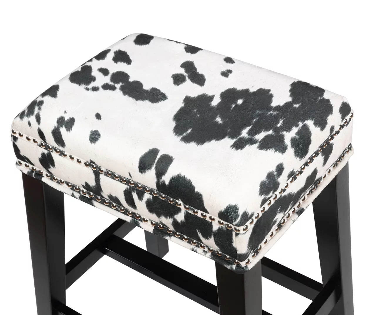 Baldwin White & Black Cow Print Nailhead Bar Stool - Image 4