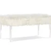 Cara White Faux Fur Acrylic Leg Bench