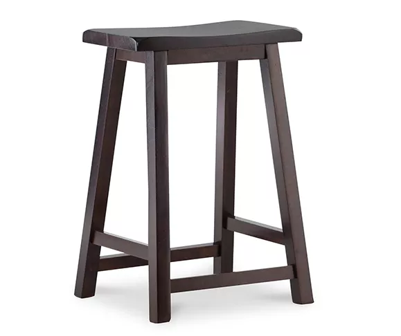 Maury 24" Dark Brown Wooden Saddle Stool