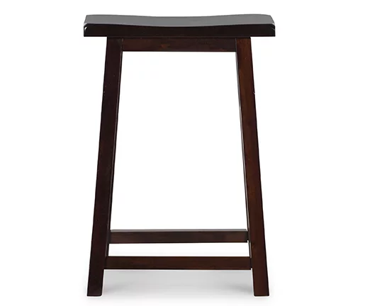 Maury 24" Dark Brown Wooden Saddle Stool - Image 2