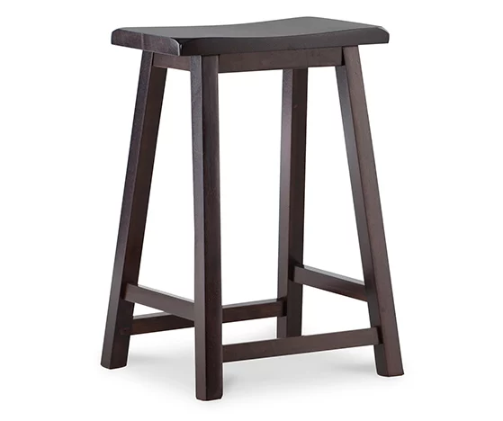 Maury 24" Dark Brown Wooden Saddle Stool - Image 3