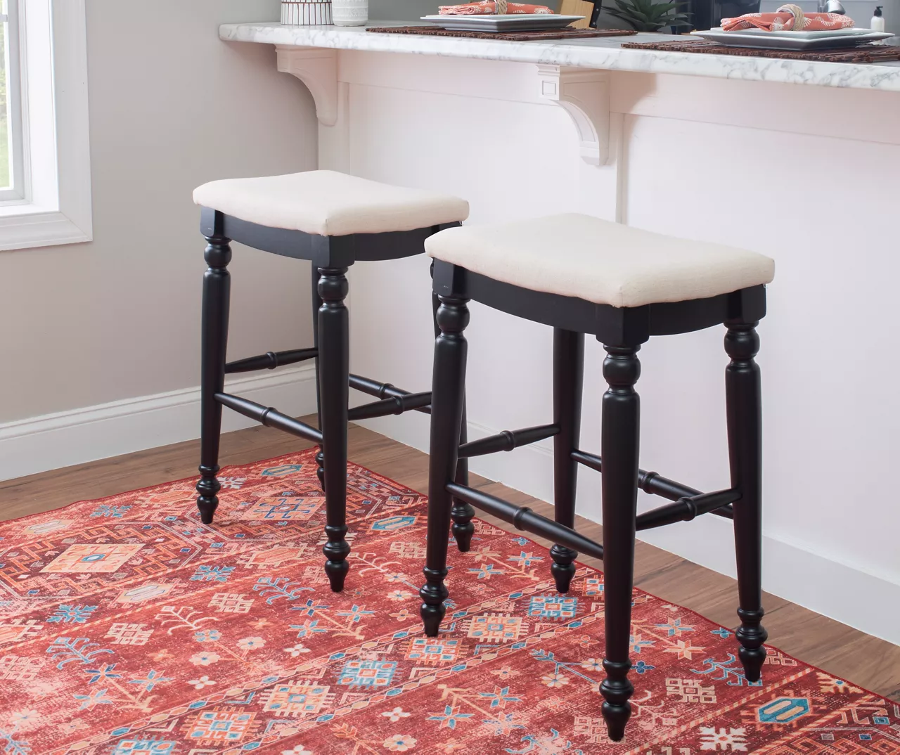 Bristol Black & White Backless Bar Stool - Image 3