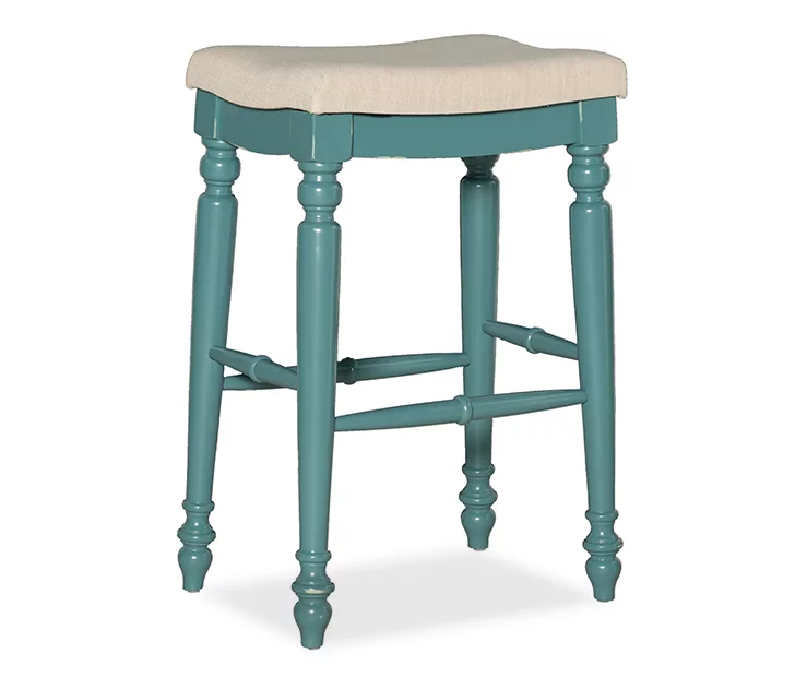 Bristol Antique Blue & White Backless Bar Stool