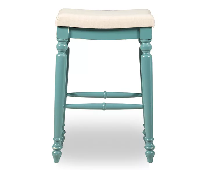 Bristol Antique Blue & White Backless Bar Stool - Image 3