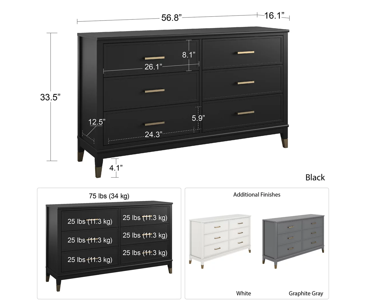 CosmoLiving Westerleigh 6-Drawer Dresser - Image 16
