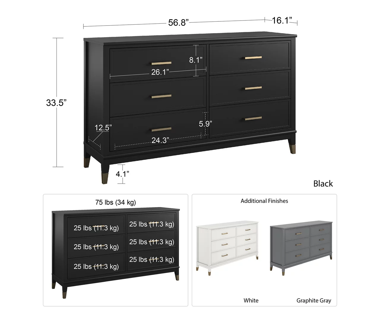 CosmoLiving Westerleigh 6-Drawer Dresser - Image 11