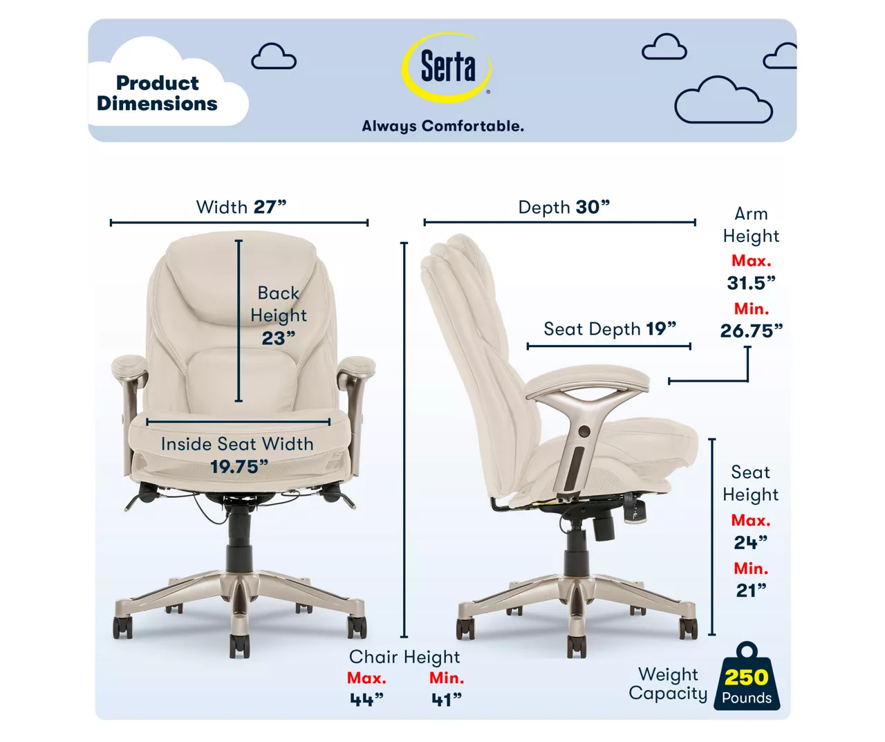 Serta Claremont Bonded Leather Office Chair - Image 9