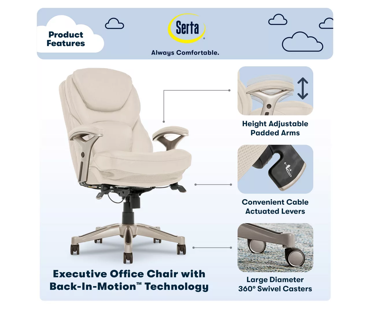 Serta Claremont Bonded Leather Office Chair - Image 10