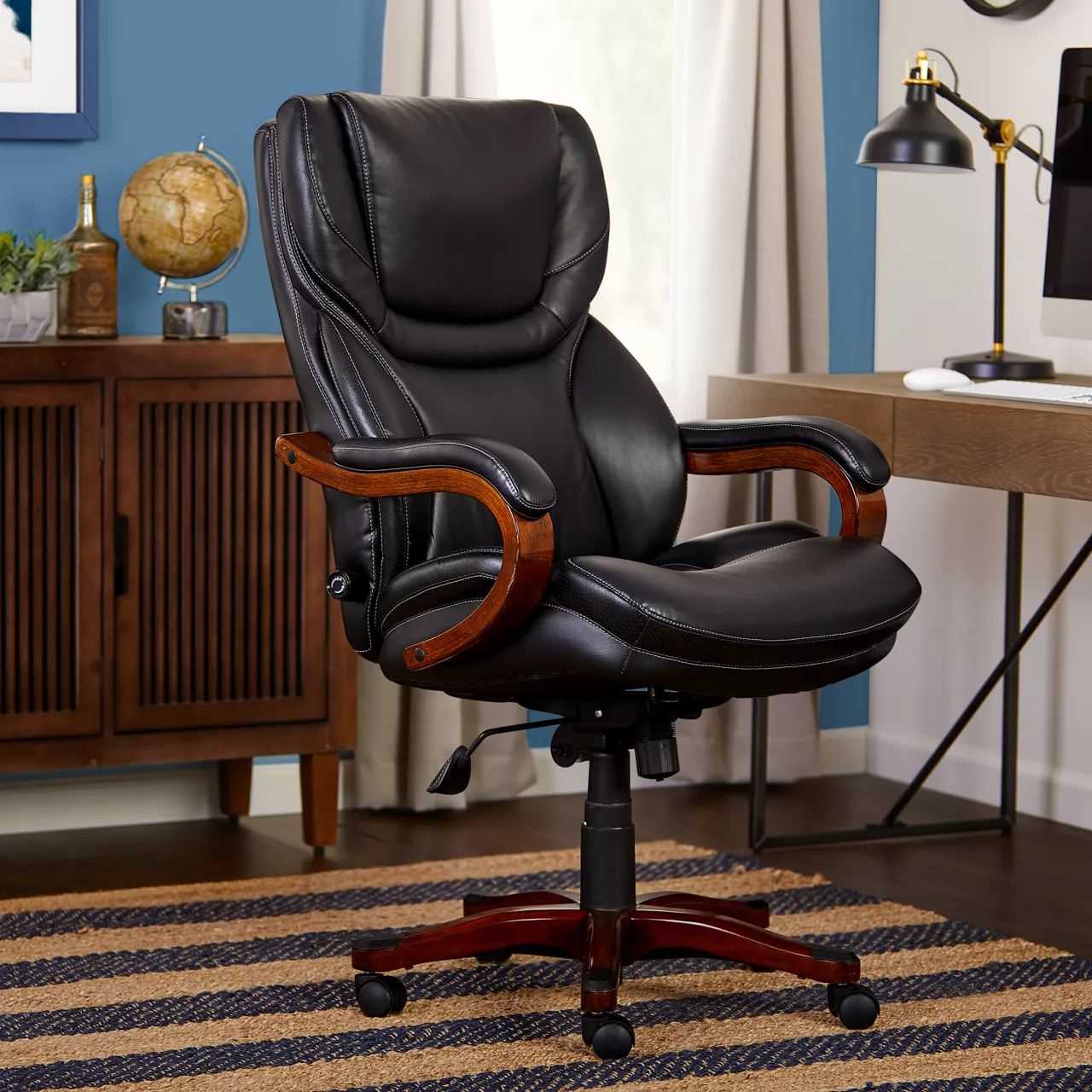 Conway Black Big & Tall Bonded Leather Office Chair - Image 6