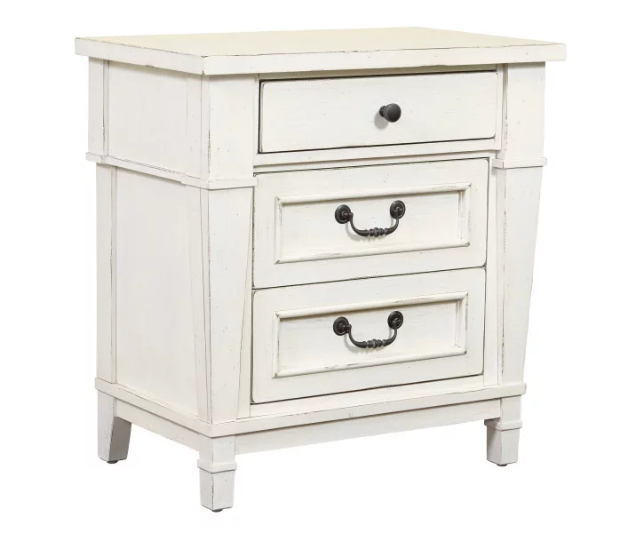 Kali Weathered White 3-Drawer Nightstand