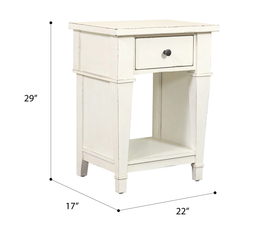 Kali Weathered White 1-Drawer Nightstand - Image 3