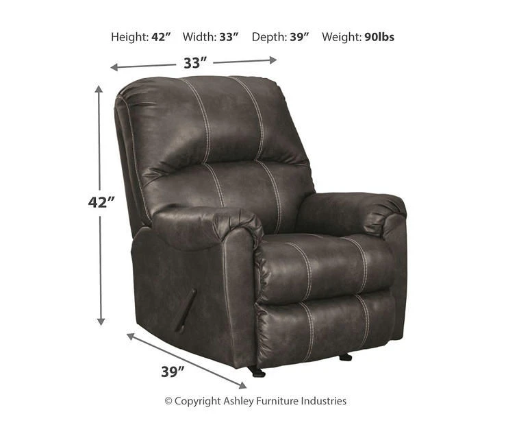 Kincord Midnight Faux Leather Rocker Recliner - Image 5