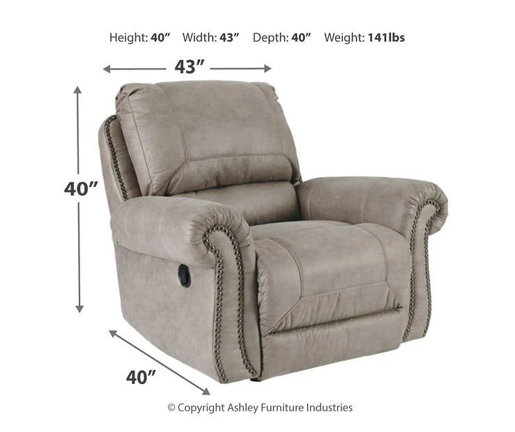 Olsberg Steel Faux Suede Rocker Recliner - Image 4