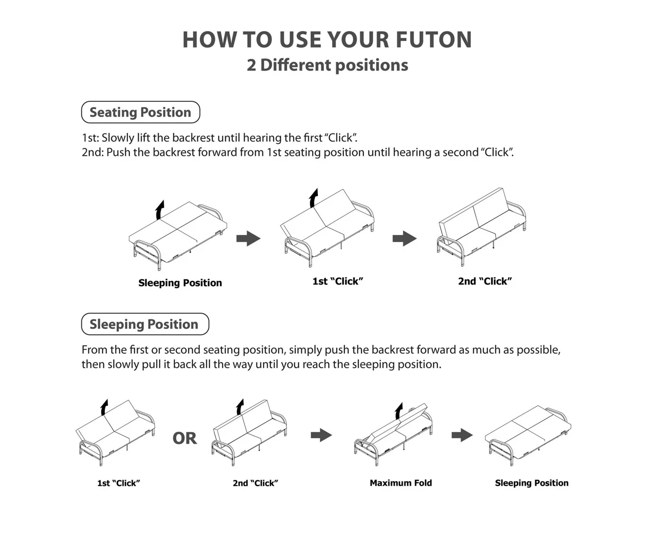 DHP Elbern Black Metal Futon With Black Microfiber Cover - Image 8