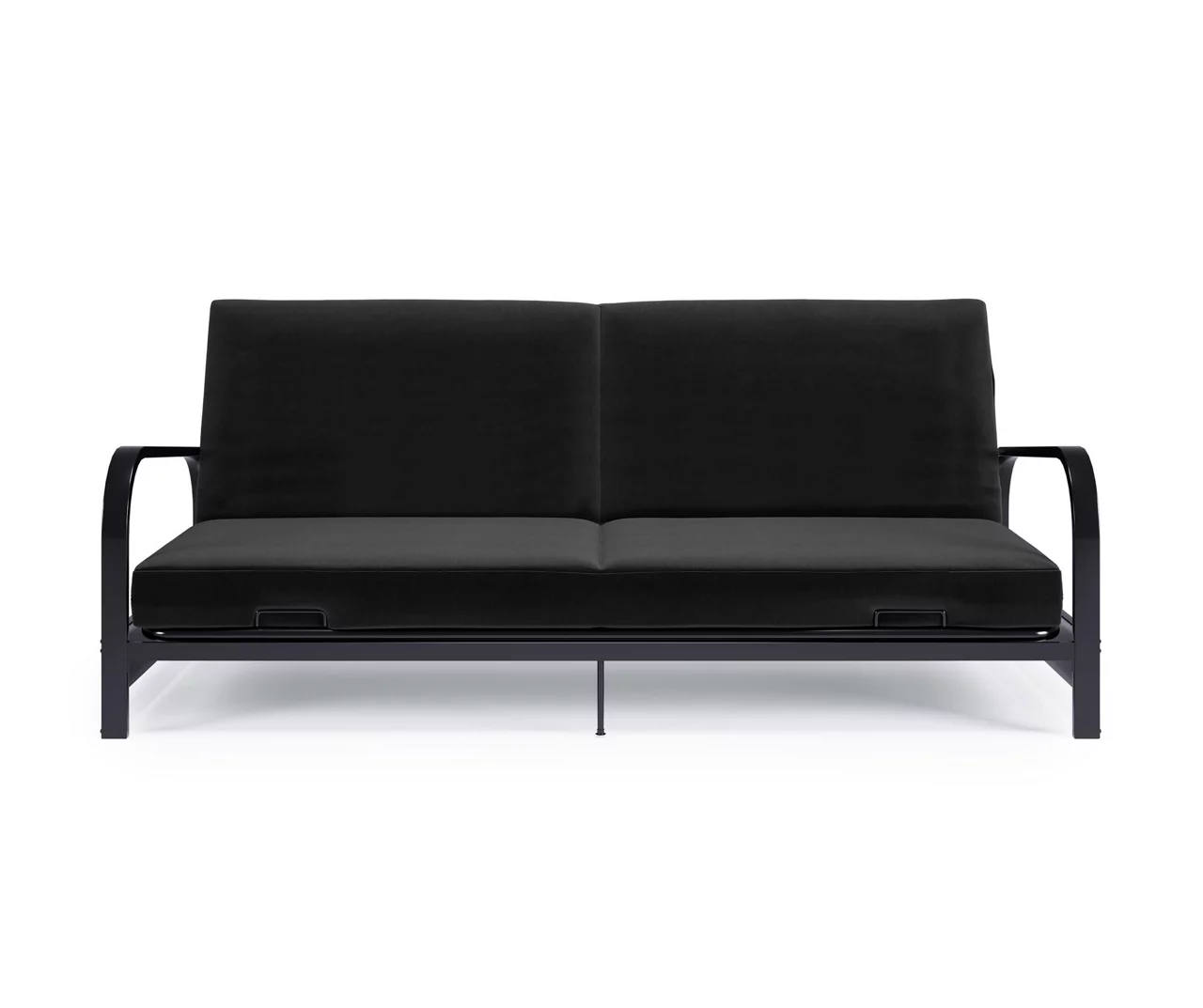 DHP Elbern Black Metal Futon With Black Microfiber Cover