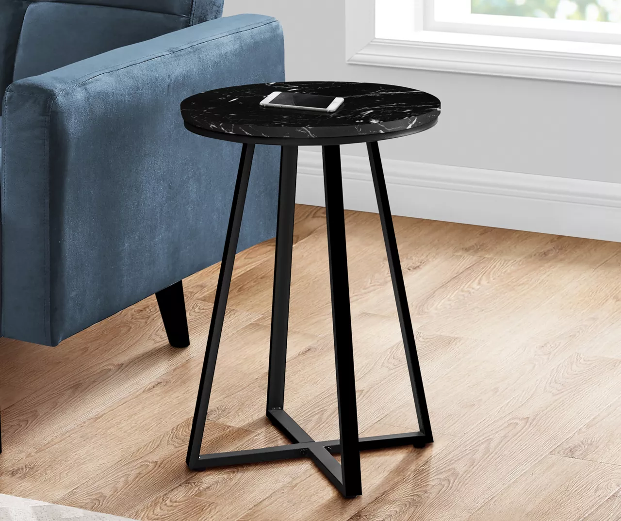 Monarch Faux Marble & Metal Accent Table - Image 6