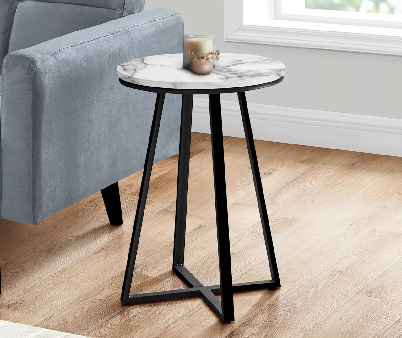 Monarch Faux Marble & Metal Accent Table - Image 14