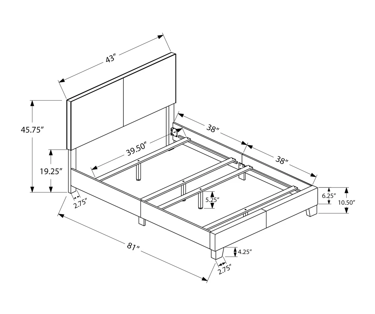 Monarch Faux Leather Twin Bed - Image 9