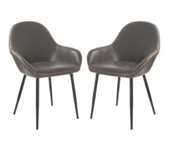 Glitzhome Mid-Century Modern Faux Leather Dining Chairs, 2-Pack