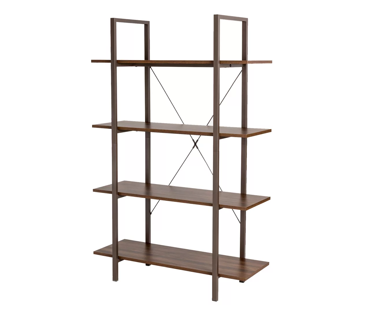 Walnut Modern Open 4-Shelf Bookcase