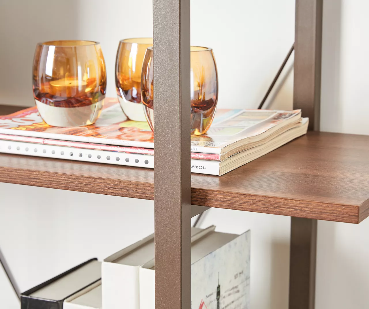Walnut Modern Open 4-Shelf Bookcase - Image 3