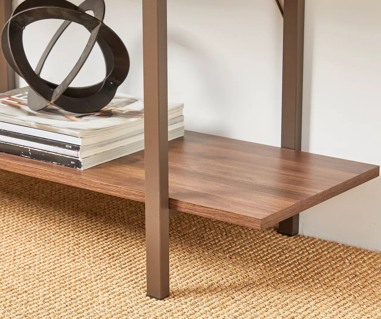 Walnut Modern Open 4-Shelf Bookcase - Image 4