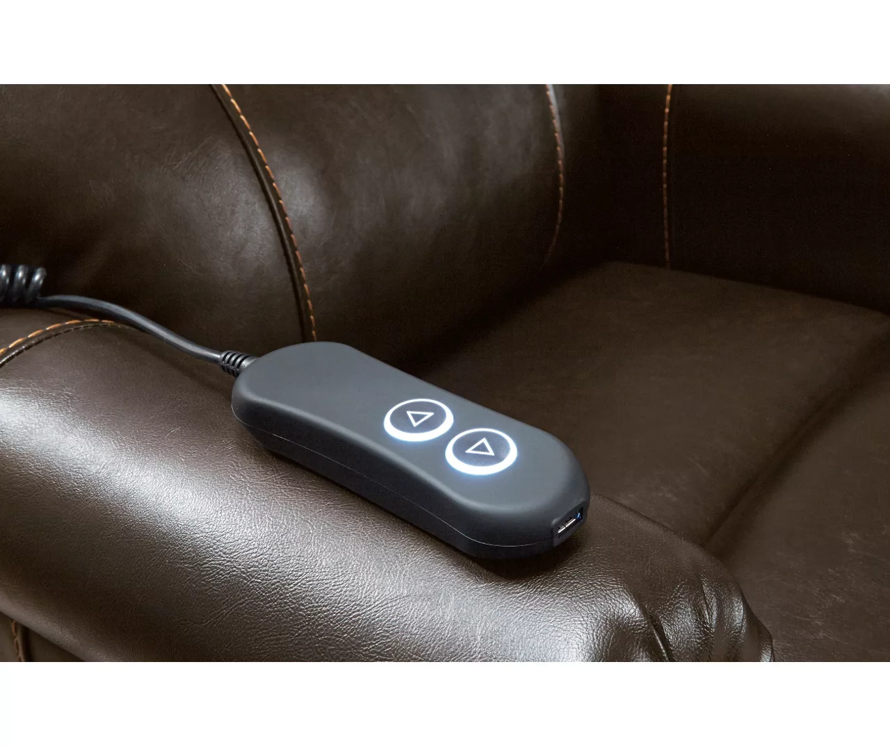 Markridge Chocolate Faux Leather Power Lift Recliner - Image 5