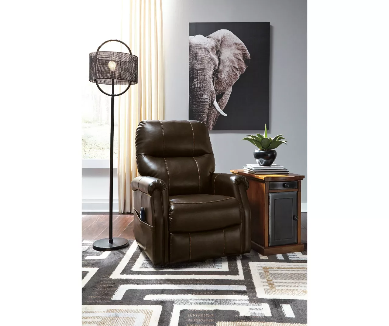 Markridge Chocolate Faux Leather Power Lift Recliner - Image 2