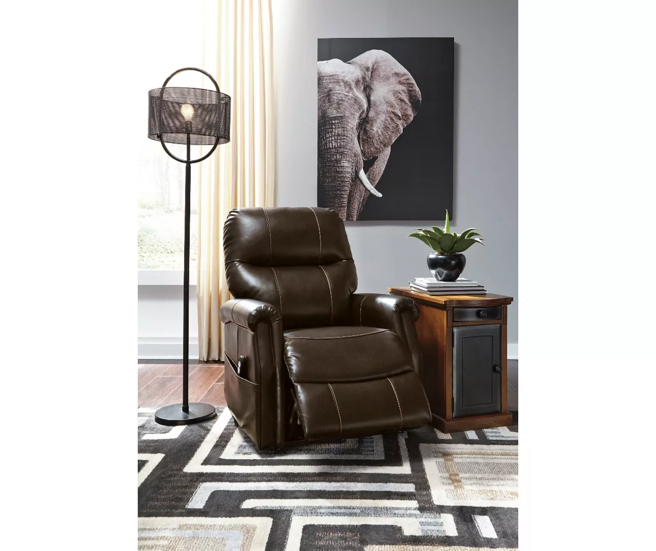 Markridge Chocolate Faux Leather Power Lift Recliner - Image 3