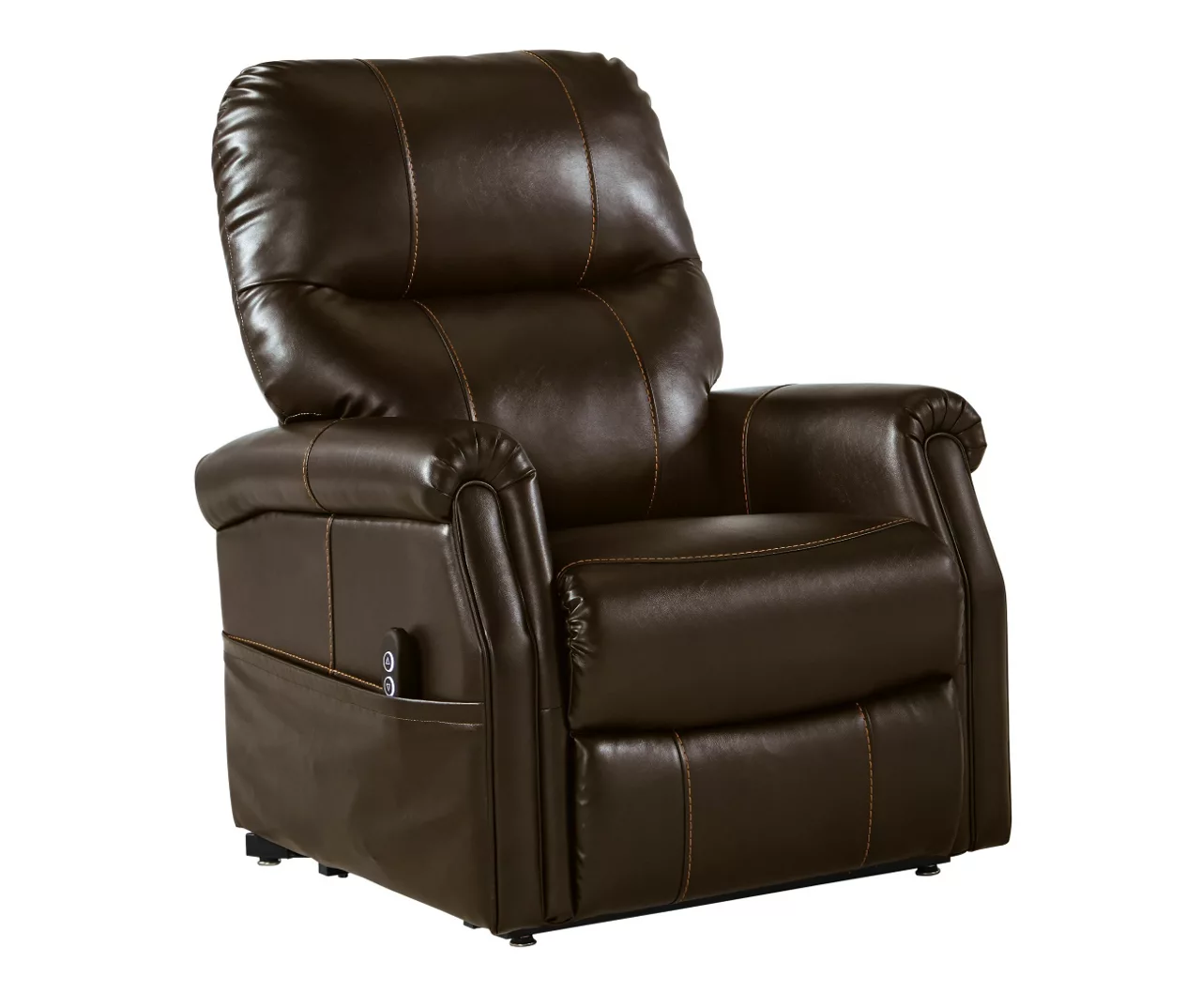 Markridge Chocolate Faux Leather Power Lift Recliner - Image 7