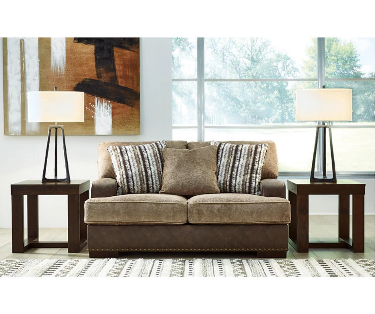 Alesbury Brown Faux Leather Loveseat - Image 5