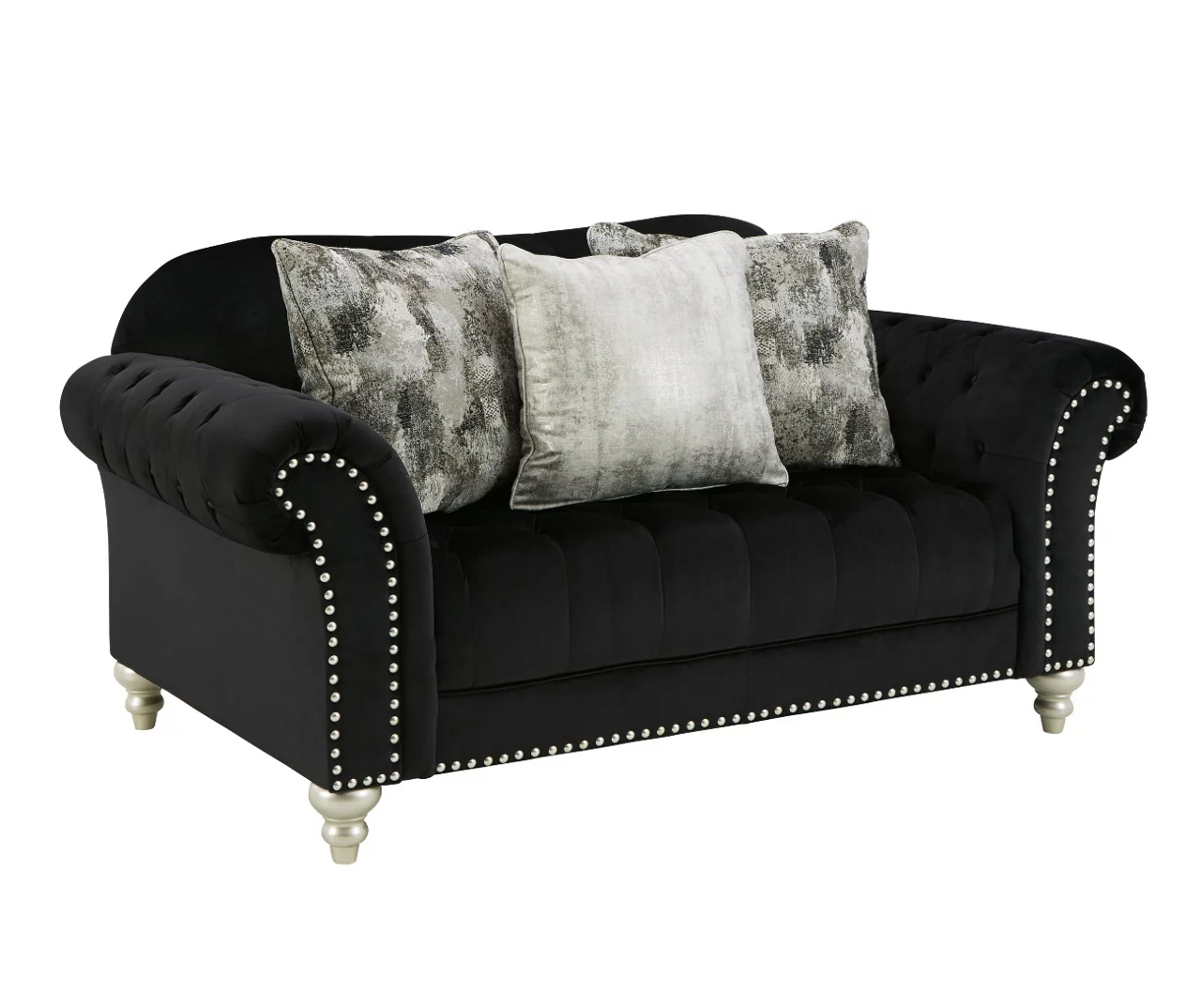 Harriotte Black Loveseat - Image 2