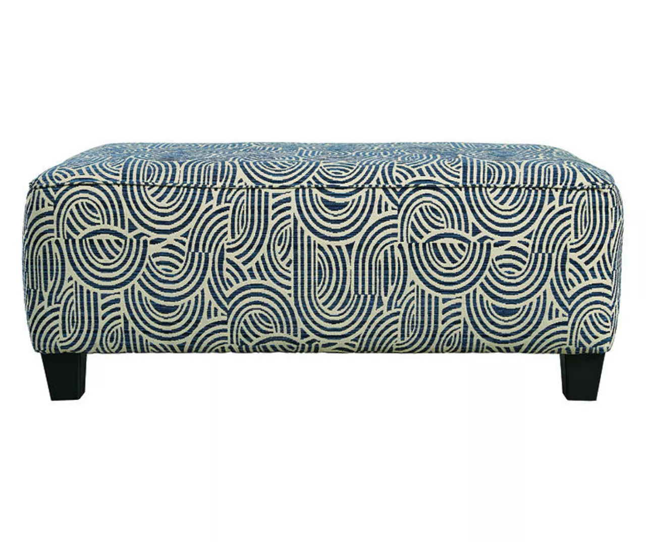 Trendle Blue & Tan Oversize Accent Ottoman - Image 4