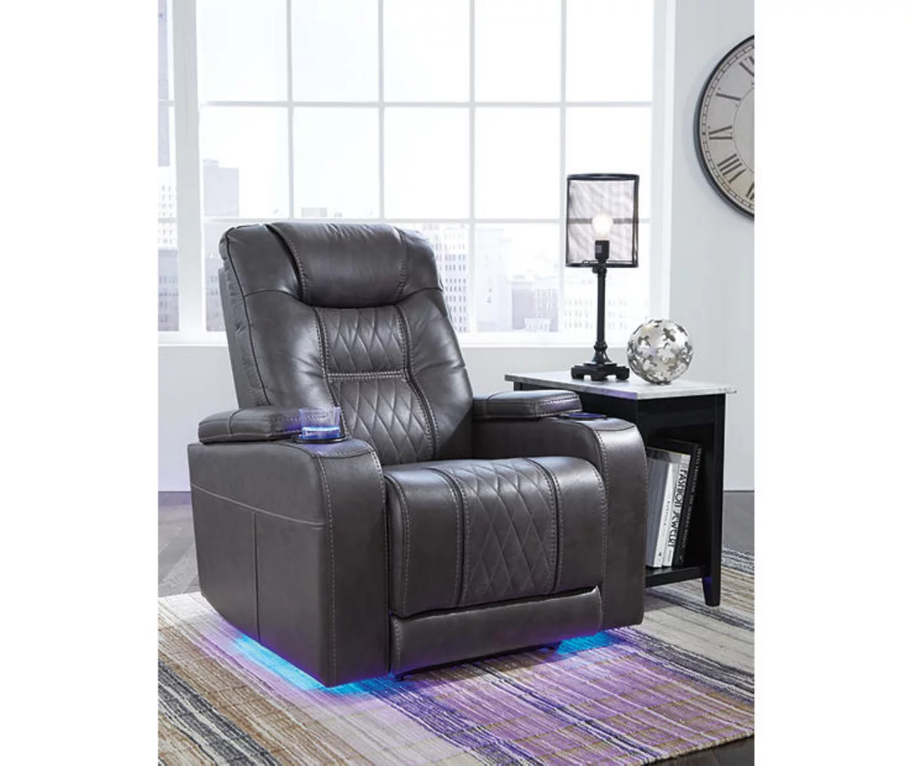 Composer Black Faux Leather Power Recliner - Image 9