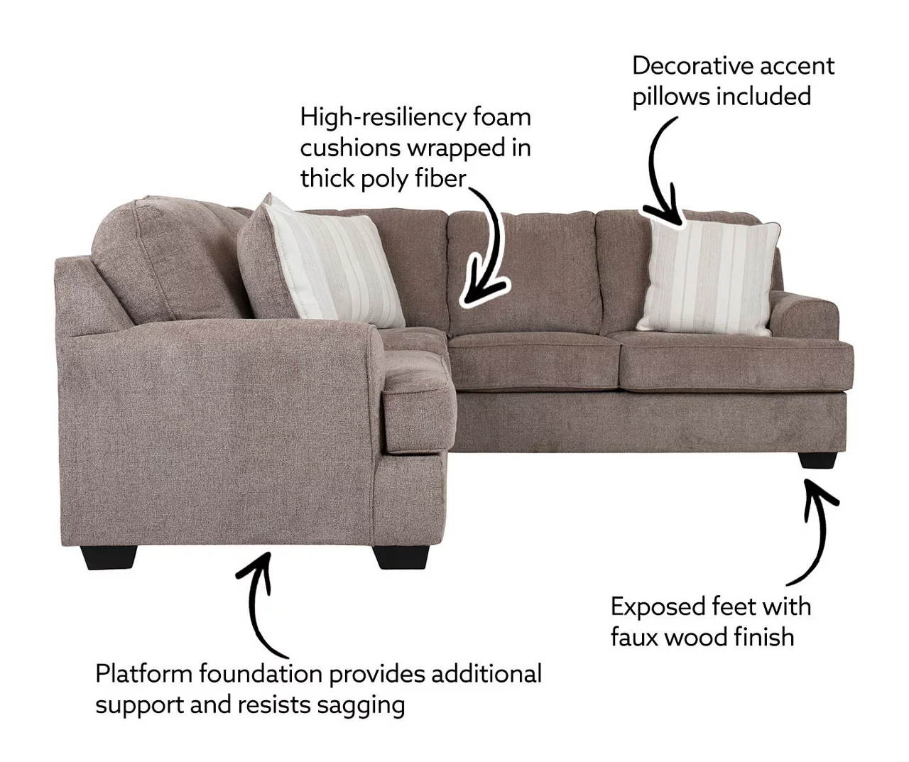Broyhill McRay Pewter Sectional - Image 3