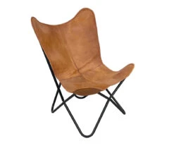 Tan Leather Butterfly Chair