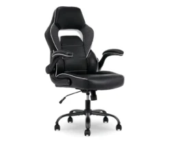 White & Black Faux Leather Gaming Chair