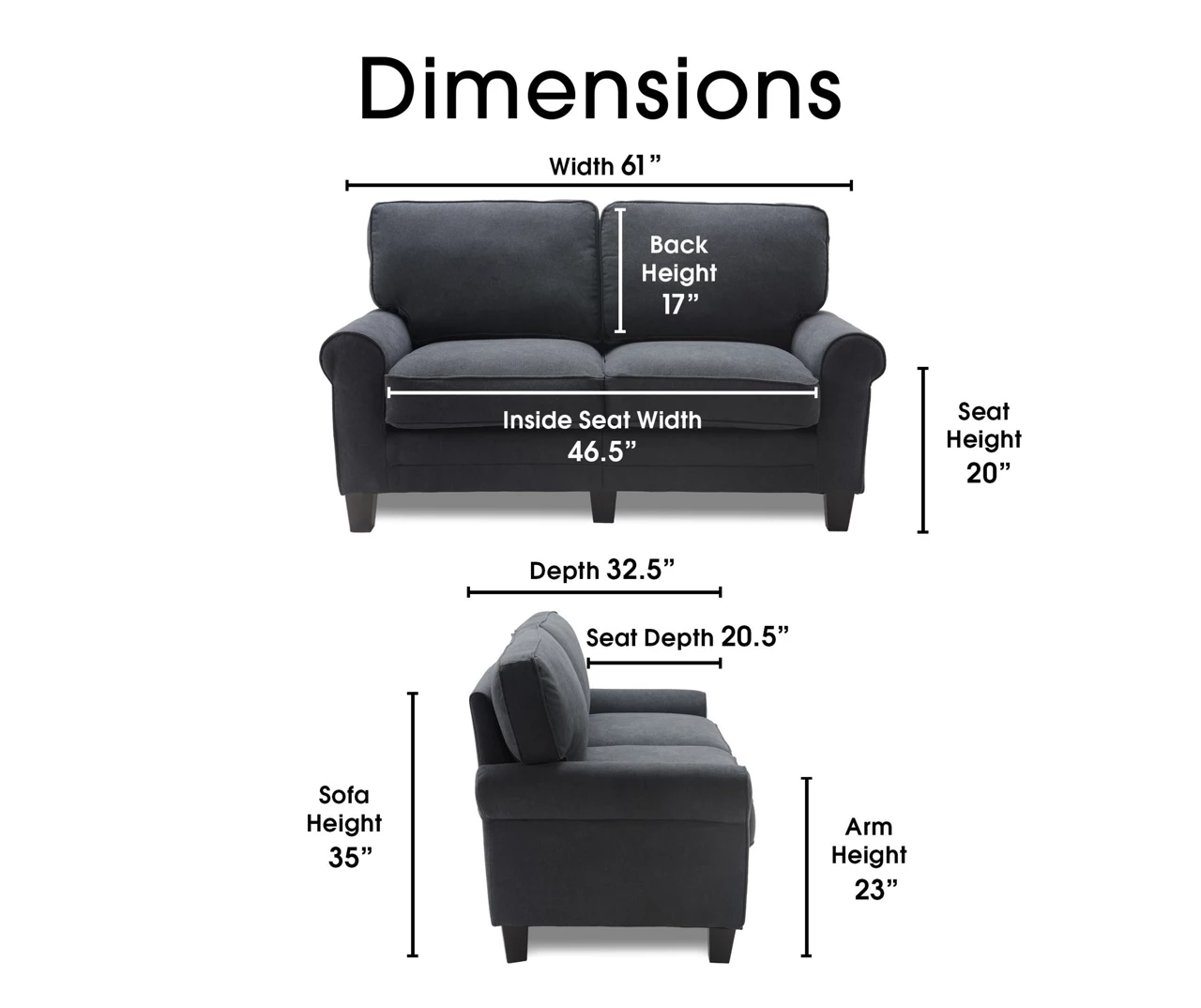Copenhagen Charcoal Loveseat - Image 5